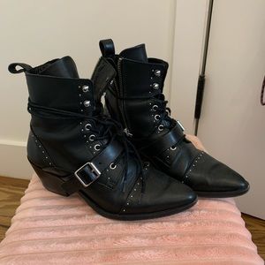 ALL SAINTS BLACK STUDDED ANKLE BOOTS